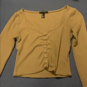 Forever 21 Button Up Crop Long Sleeve
